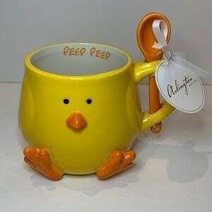 Arlington Designs chick peep peep mug cup with spoon large 20 oz